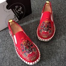 Load image into Gallery viewer, Beijing Opera Facial Mask Embroidery Traditional Chinese Causal Shoes Loafers
