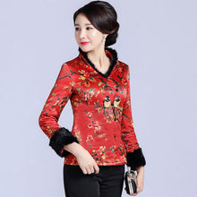 Muatkan imej ke dalam penonton Galeri, Fur Collar &amp; Cuff Brocade Chinese Jacket with Long Pants
