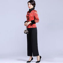 Muatkan imej ke dalam penonton Galeri, Fur Collar &amp; Cuff Brocade Chinese Jacket with Long Pants
