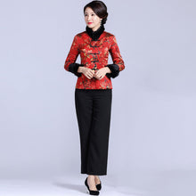 Muatkan imej ke dalam penonton Galeri, Fur Collar &amp; Cuff Brocade Chinese Jacket with Long Pants
