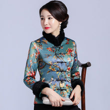 Muatkan imej ke dalam penonton Galeri, Fur Collar &amp; Cuff Brocade Chinese Jacket with Long Pants
