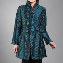 Muatkan imej ke dalam penonton Galeri, Long Sleeve V Neck Floral Embroidery Chinese Style Wind Coat
