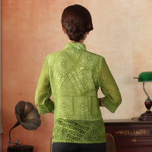 Muatkan imej ke dalam penonton Galeri, 3/4 Sleeve Two Layers See-through Floral Chinese Jacket
