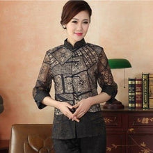 Load image into Gallery viewer, 3/4 Sleeve Two Layers See-through Floral Chinese Jacket
