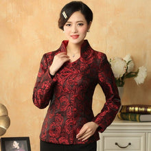 Load image into Gallery viewer, Rose Pattern V Neck Chinese Style Jacket with Butterfly Button
