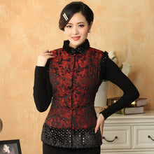 Load image into Gallery viewer, Fur Collar &amp; Edge Brocade Chinese Waistcoat with Strap Buttons
