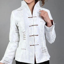 Muatkan imej ke dalam penonton Galeri, V Neck Stand Collar Fancy Cotton Chinese Style Jacket with Strap Buttons
