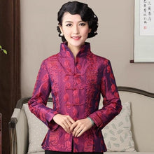 Muatkan imej ke dalam penonton Galeri, V Neck Stand Collar Fancy Cotton Chinese Style Jacket with Strap Buttons
