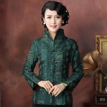 Load image into Gallery viewer, V Neck Stand Collar Fancy Cotton Chinese Style Jacket with Strap Buttons
