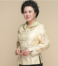 Muatkan imej ke dalam penonton Galeri, V Neck Foral Embroidery Taffeta Chinese Style Jacket
