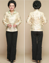 Load image into Gallery viewer, V Neck Foral Embroidery Taffeta Chinese Style Jacket
