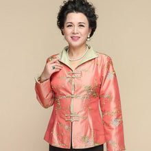 Load image into Gallery viewer, V Neck Foral Embroidery Taffeta Chinese Style Jacket
