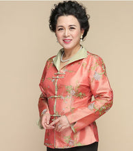 Load image into Gallery viewer, V Neck Foral Embroidery Taffeta Chinese Style Jacket
