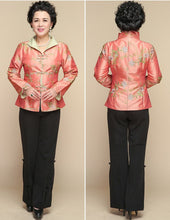 Muatkan imej ke dalam penonton Galeri, V Neck Foral Embroidery Taffeta Chinese Style Jacket
