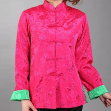 Muatkan imej ke dalam penonton Galeri, Reversible Silk Blend Auspicious Pattern Women&#39;s Chinese Jacket
