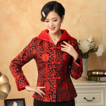 Load image into Gallery viewer, Double Collar V Neck Brocade Chinese Jacket with Strap Buttons
