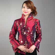 Load image into Gallery viewer, Stand Collar V Neck Floral Embroidery Chinese Style Women&#39;s Jacket
