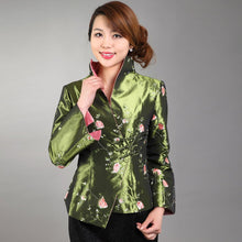 Load image into Gallery viewer, Stand Collar V Neck Floral Embroidery Chinese Style Women&#39;s Jacket
