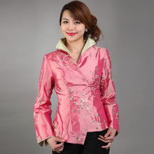 Muatkan imej ke dalam penonton Galeri, Stand Collar V Neck Floral Embroidery Chinese Style Women&#39;s Jacket
