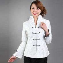 Muatkan imej ke dalam penonton Galeri, Mandarin Sleeve V Neck Fancy Cotton Chinese Jacket with Strap Buttons
