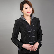 Muatkan imej ke dalam penonton Galeri, Mandarin Sleeve V Neck Fancy Cotton Chinese Jacket with Strap Buttons
