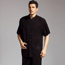 Muatkan imej ke dalam penonton Galeri, Short Sleeve Chinese Kung Fu Suit with Floral Embroidery
