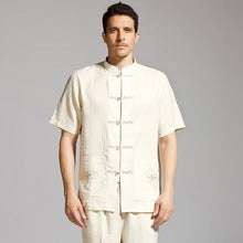 Load image into Gallery viewer, Short Sleeve Chinese Kung Fu Suit with Floral Embroidery
