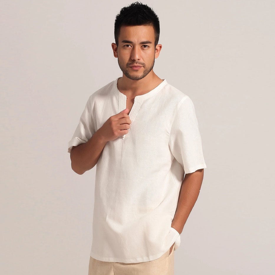 Signature Cotton Half Sleeve V Neck Kung Fu Shirt