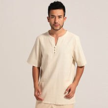 Muatkan imej ke dalam penonton Galeri, Signature Cotton Half Sleeve V Neck Kung Fu Shirt
