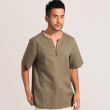 Load image into Gallery viewer, Signature Cotton Half Sleeve V Neck Kung Fu Shirt
