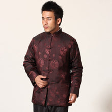 Load image into Gallery viewer, Mandarin Collar Dragon Pattern Brocade Wadded Chinese Jacket
