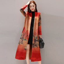 Load image into Gallery viewer, Long Sleeve Tea Length Suede Chinese Style Wind Coat
