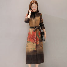 Load image into Gallery viewer, Long Sleeve Tea Length Suede Chinese Style Wind Coat
