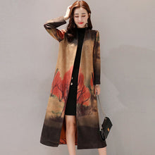 Load image into Gallery viewer, Long Sleeve Tea Length Suede Chinese Style Wind Coat
