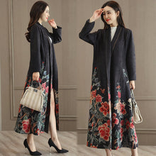 Load image into Gallery viewer, Long Sleeve Tea Length Floral Suede Chinese Wind Coat
