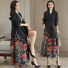 Load image into Gallery viewer, Long Sleeve Tea Length Floral Suede Chinese Wind Coat
