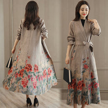 Load image into Gallery viewer, Long Sleeve Tea Length Floral Suede Chinese Wind Coat
