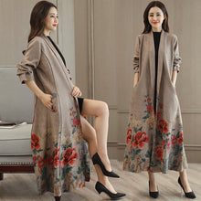 Load image into Gallery viewer, Long Sleeve Tea Length Floral Suede Chinese Wind Coat
