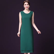 Muatkan imej ke dalam penonton Galeri, Round Neck Dress with Cheongsam Top Coat 2 Piece Suit
