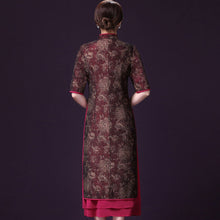 Muatkan imej ke dalam penonton Galeri, Round Neck Dress with Cheongsam Top Coat 2 Piece Suit
