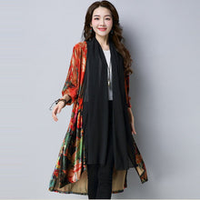 Load image into Gallery viewer, Velvet &amp; Chiffon Joint Chinese Style Floral Shawl
