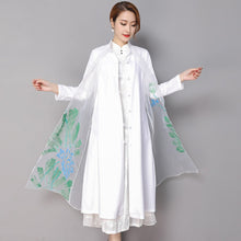 Muatkan imej ke dalam penonton Galeri, Mandarin Collar Tea Length 2 Piece Suit Open Front Chinese Dress
