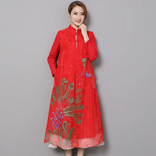 Muatkan imej ke dalam penonton Galeri, Mandarin Collar Tea Length 2 Piece Suit Open Front Chinese Dress
