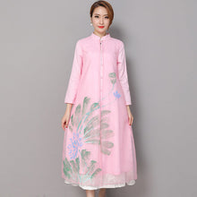 Muatkan imej ke dalam penonton Galeri, Mandarin Collar Tea Length 2 Piece Suit Open Front Chinese Dress
