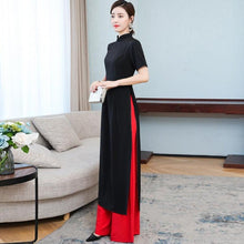 Load image into Gallery viewer, Half Sleeve Full Length Knitted Ao Dai Dress with Tassel
