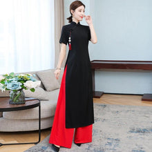 Load image into Gallery viewer, Half Sleeve Full Length Knitted Ao Dai Dress with Tassel
