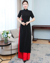 Load image into Gallery viewer, Half Sleeve Full Length Knitted Ao Dai Dress with Tassel
