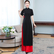 Load image into Gallery viewer, Half Sleeve Full Length Knitted Ao Dai Dress with Tassel
