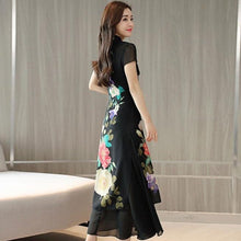 Load image into Gallery viewer, Cap Sleeve Floral Print Full Length Chiffon Ao Dai Dress
