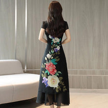 Load image into Gallery viewer, Cap Sleeve Floral Print Full Length Chiffon Ao Dai Dress
